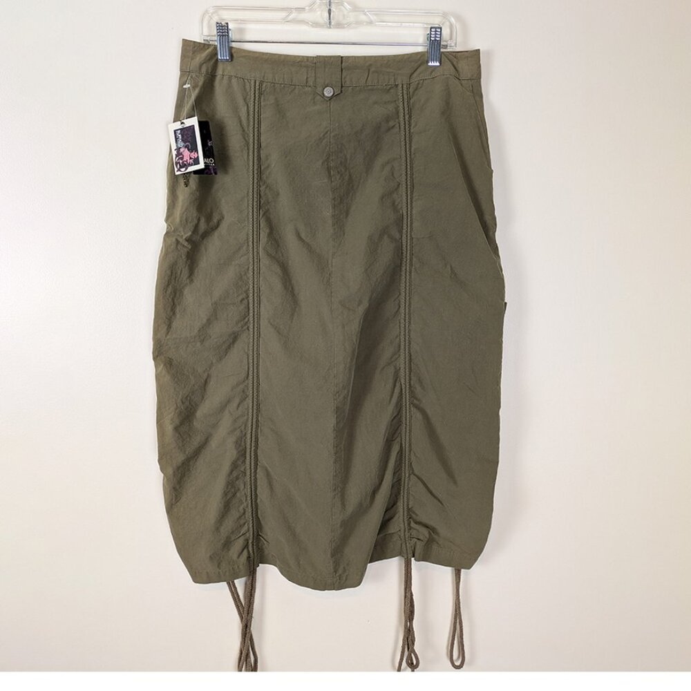 Buffalo by David Bitton Green Ruched Cargo Skirt Size 28 NWT